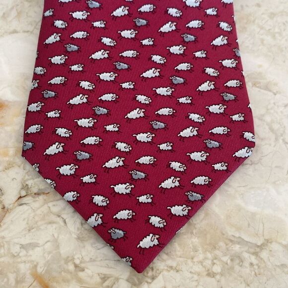 Hermes 100% Silk Tie “Sheep” - Picture 3 of 9